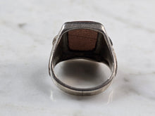 Load image into Gallery viewer, Mens Vintage Estate Sterling Silver 10k GP Modernist Goldstone Ring 9.6g E3925