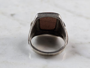 Mens Vintage Estate Sterling Silver 10k GP Modernist Goldstone Ring 9.6g E3925