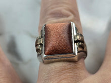 Load image into Gallery viewer, Mens Vintage Estate Sterling Silver 10k GP Modernist Goldstone Ring 9.6g E3925
