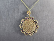 Load image into Gallery viewer, Womens Sterling Silver Gold Tone Amethyst Pendant Necklace 11.7g E3929