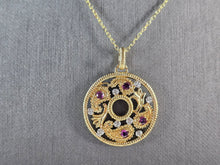 Load image into Gallery viewer, Womens Sterling Silver Gold Tone Amethyst Pendant Necklace 5.8g E3931