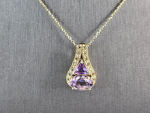 Load image into Gallery viewer, Womens Sterling Silver Gold Tone Amethyst Pendant Necklace 7.4g E3932