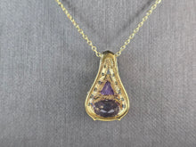 Load image into Gallery viewer, Womens Sterling Silver Gold Tone Amethyst Pendant Necklace 7.4g E3932