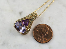Load image into Gallery viewer, Womens Sterling Silver Gold Tone Amethyst Pendant Necklace 7.4g E3932