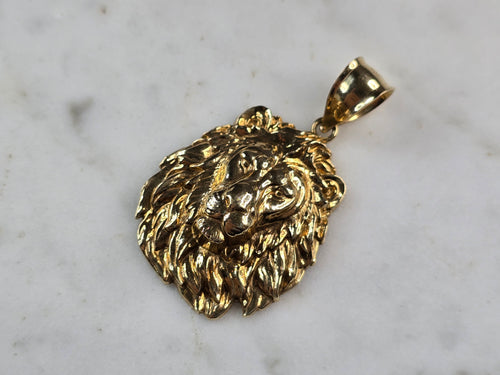Mens Vintage Estate 10K Yellow Gold Lion Pendant 4.3g E3939