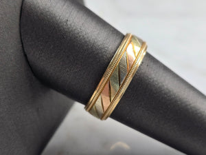 Mens Vintage Estate 14k Mixed Gold Artcarved Wedding Band Ring 5.6g E3940