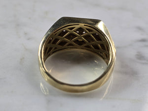 Mens Vintage Estate 14K Yellow Gold Black Diamond Ring 8.4g E3943
