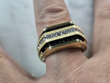 Load image into Gallery viewer, Mens Vintage Estate 14K Yellow Gold Black Diamond Ring 8.4g E3943