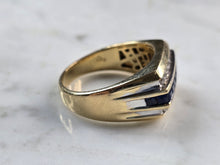 Load image into Gallery viewer, Mens Vintage Estate 14K Yellow Gold Diamond &amp; Sapphire Ring 10.8g E3944