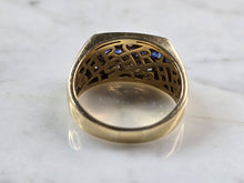 Load image into Gallery viewer, Mens Vintage Estate 14K Yellow Gold Diamond &amp; Sapphire Ring 10.8g E3944