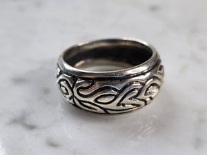 Mens Vintage Estate Sterling Silver Celtic Eternity Knot Ring 9.0g E3956