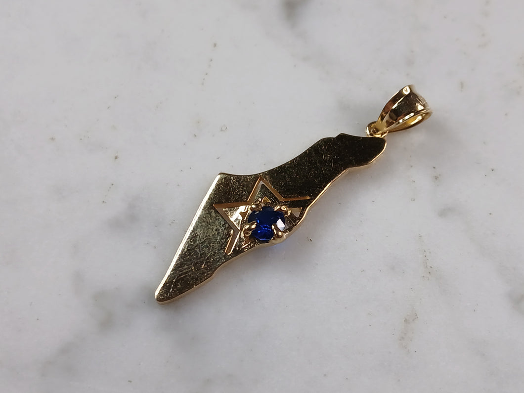 Sterling Silver Gold Tone Jewish Judaica Star of David Israel Pendant 3.0g E3966