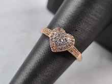 Load image into Gallery viewer, Womens Vintage Estate 10K Rose Gold Diamond Heart Ring 2.4g E3971