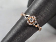 Load image into Gallery viewer, Womens Vintage Estate 10K Rose Gold Diamond Ring 2.5g E3972