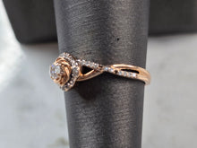 Load image into Gallery viewer, Womens Vintage Estate 10K Rose Gold Diamond Ring 2.5g E3972
