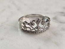 Load image into Gallery viewer, Womens Vintage Estate 10K White Gold Diamond Tiara Ring 3.2g #E3973