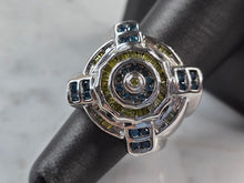 Load image into Gallery viewer, Womens Vintage Art Deco 10K White Gold Topaz &amp; Yellow Diamond Ring 13.6g E3974