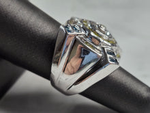 Load image into Gallery viewer, Womens Vintage Art Deco 10K White Gold Topaz &amp; Yellow Diamond Ring 13.6g E3974