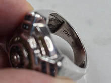 Load image into Gallery viewer, Womens Vintage Art Deco 10K White Gold Topaz &amp; Yellow Diamond Ring 13.6g E3974