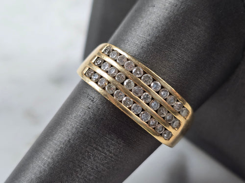 Mens Vintage Estate 10K Yellow Gold Diamond Ring 4.9g E3976