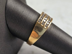 Mens Vintage Estate 10K Yellow Gold Diamond Ring 4.9g E3976