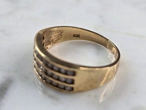 Mens Vintage Estate 10K Yellow Gold Diamond Ring 4.9g E3976