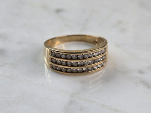Mens Vintage Estate 10K Yellow Gold Diamond Ring 4.9g E3976