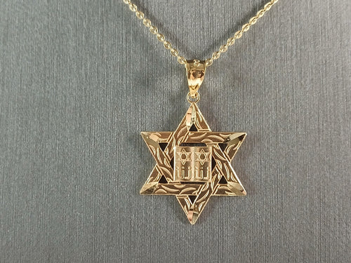 Sterling Silver Gold Tone Jewish Judaica Star of David Pendant, 3.1g E3994