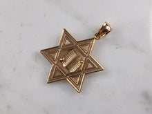 Load image into Gallery viewer, Sterling Silver Gold Tone Jewish Judaica Star of David Pendant, 3.1g E3994