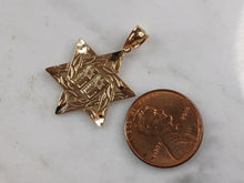 Load image into Gallery viewer, Sterling Silver Gold Tone Jewish Judaica Star of David Pendant, 3.1g E3994