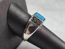 Load image into Gallery viewer, Mens Sterling Silver Modernist Turquoise Ring 6.4g E4004