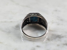Load image into Gallery viewer, Mens Sterling Silver Modernist Turquoise Ring 6.4g E4004