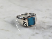 Load image into Gallery viewer, Mens Sterling Silver Modernist Turquoise Ring 6.4g E4004