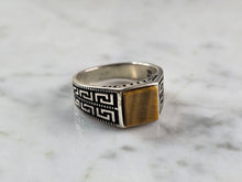 Load image into Gallery viewer, Mens Sterling Silver Modernist Tigers Eye Ring 6.0g E4006