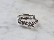 Load image into Gallery viewer, Womens Vintage Estate Sterling Silver Modernist CZ Ring Set 5.5g E4023