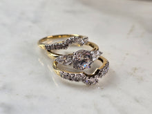 Load image into Gallery viewer, Womens Vintage Sterling Silver Gold Tone CZ Engagement Ring Set 6.3g E4032
