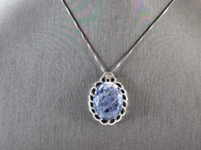 Load image into Gallery viewer, Womens Vintage Estate Sterling Silver Sodalite Pendant &amp; Necklace 9.3g E4033
