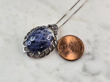 Load image into Gallery viewer, Womens Vintage Estate Sterling Silver Sodalite Pendant &amp; Necklace 9.3g E4033