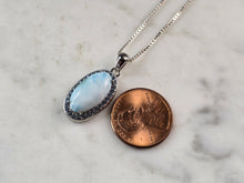 Load image into Gallery viewer, Womens Vintage Estate Sterling Silver Larimar Pendant Necklace 5.7g E4034