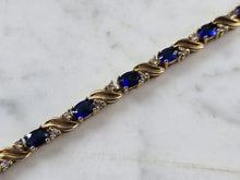 Load image into Gallery viewer, Womens Vintage Estate Sterling Silver Gold Tone Sapphire Bracelet 13.7g E4073