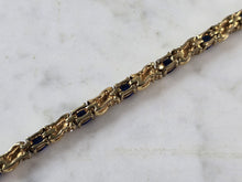 Load image into Gallery viewer, Womens Vintage Estate Sterling Silver Gold Tone Sapphire Bracelet 13.7g E4073