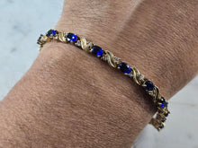 Load image into Gallery viewer, Womens Vintage Estate Sterling Silver Gold Tone Sapphire Bracelet 13.7g E4073