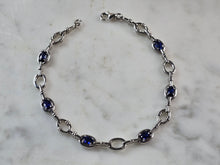 Load image into Gallery viewer, Womens Vintage Estate Sterling Silver Modernist Sapphire Bracelet 9.2g #E4074