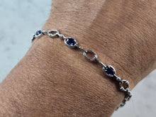 Load image into Gallery viewer, Womens Vintage Estate Sterling Silver Modernist Sapphire Bracelet 9.2g #E4074