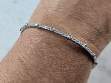 Load image into Gallery viewer, Womens Vintage Estate Sterling Silver CZ Modernist Bangle Bracelet 9.6g E4085