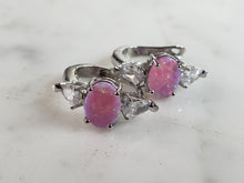 Load image into Gallery viewer, Womens Vintage Estate Sterling Silver Pink Opal Stone Earrings 2.7g E4107