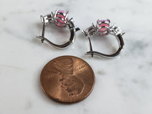 Load image into Gallery viewer, Womens Vintage Estate Sterling Silver Pink Opal Stone Earrings 2.7g E4107