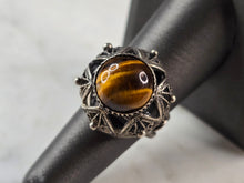 Load image into Gallery viewer, Womens Vintage Estate Sterling Silver Tigers Eye Cocktail Ring 7.1g E4110