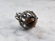 Load image into Gallery viewer, Womens Vintage Estate Sterling Silver Tigers Eye Cocktail Ring 7.1g E4110