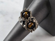 Load image into Gallery viewer, Womens Vintage Estate Sterling Silver Modernist Tigers Eye Ring 10.2g E4112